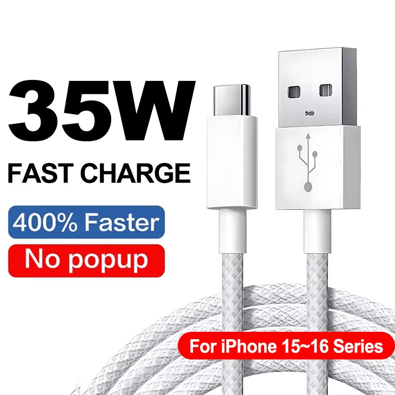 35W USB C Cable Fast Charge for Apple Iphone 14 13 12 11 15 16 Pro Max plus Ipad Air PD Fast Charger Cables USB Type C Data Line