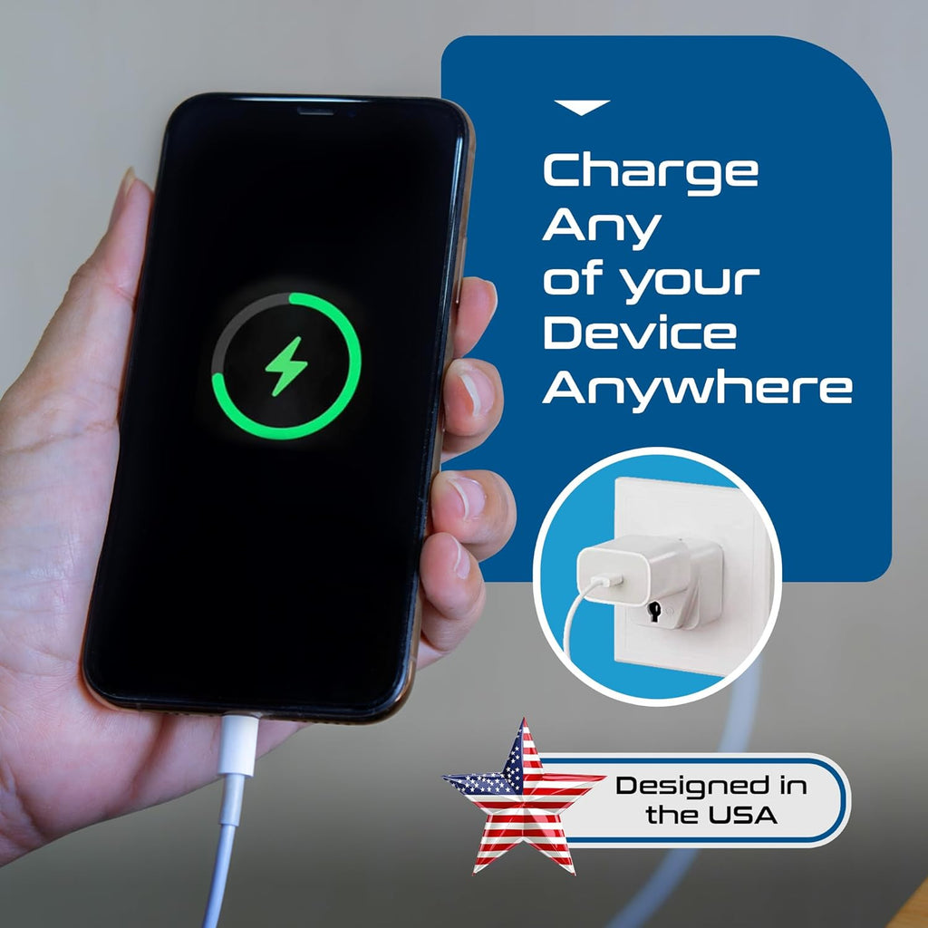 Europe to US Plug Adapter, Type B USA Plug Adapter Compatible with Plugs from Europe, India, and Other Countries - India to USA Plug Adapter Is CE Certified & Rohs Compliant, White, 3 Pack