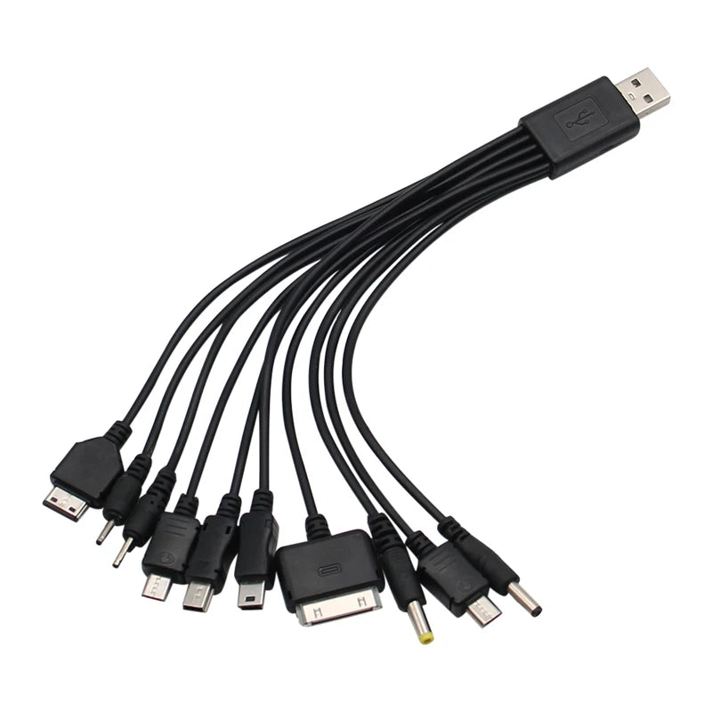 Universal USB to Multi Plug Cell Phone Charger Cable 10 to 1 USB Cable for Samsung Xiaomi Huawei Google OPPO Vivo Charger Cable