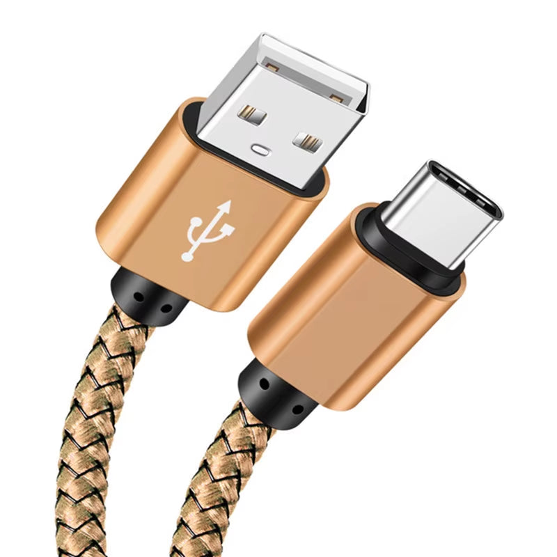 USB a to Type C Charging Cable 2A Fast Charger Nylon Data Cable 1M 2M 3M for Iphone Android Huawei Samsung Typec Charging Device
