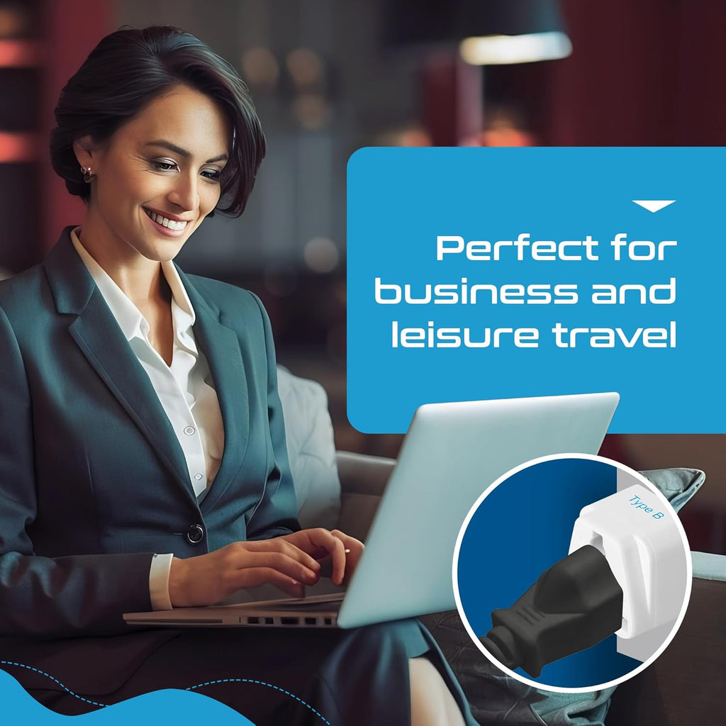 Europe to US Plug Adapter, Type B USA Plug Adapter Compatible with Plugs from Europe, India, and Other Countries - India to USA Plug Adapter Is CE Certified & Rohs Compliant, White, 3 Pack