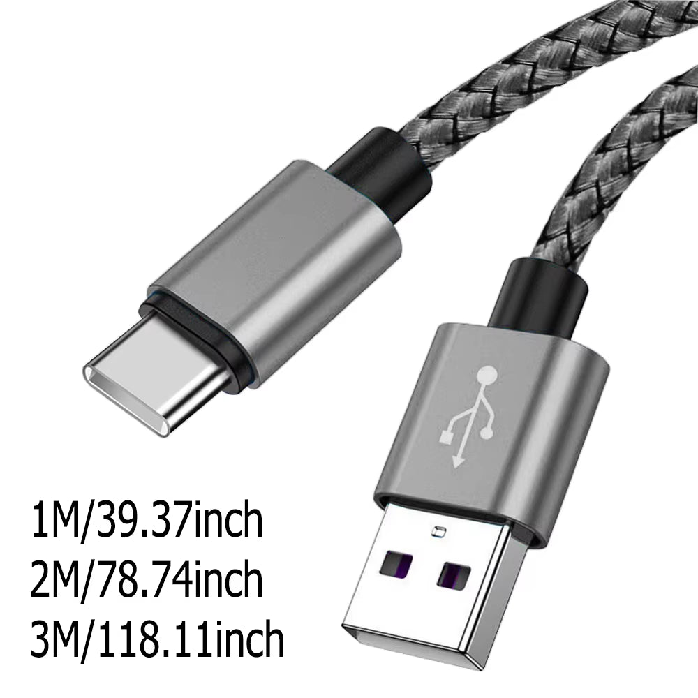 USB a to Type C Charging Cable 2A Fast Charger Nylon Data Cable 1M 2M 3M for Iphone Android Huawei Samsung Typec Charging Device